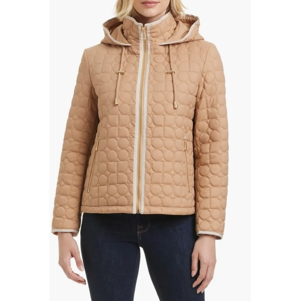 New $208 Kate Spade M New York Camel Quilted Noel Water Resistant Jacket NWT